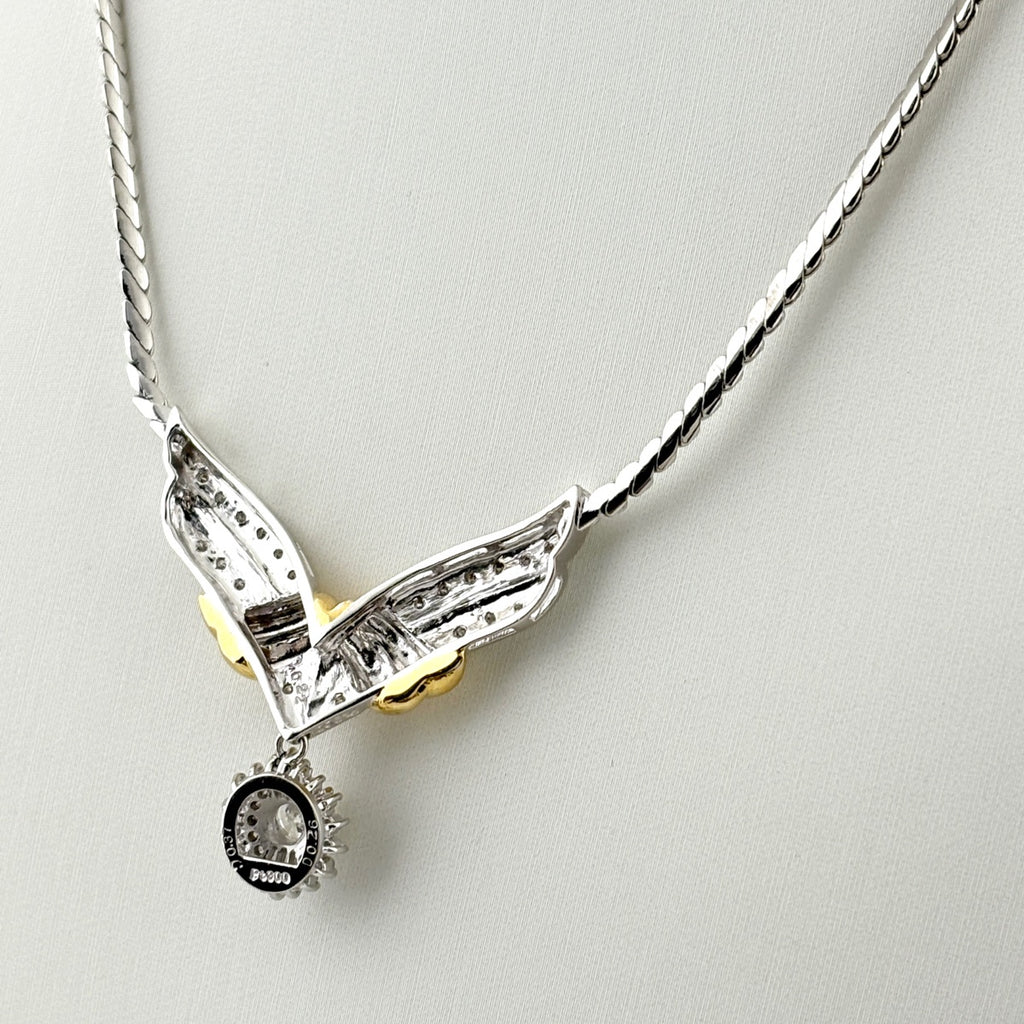 メレダイヤ デザインネックレス プラチナ YG イエローゴールド ペンダント ダイヤモンド ネックレス Pt900 Pt850 K18 レディース 【中古】nbjwl