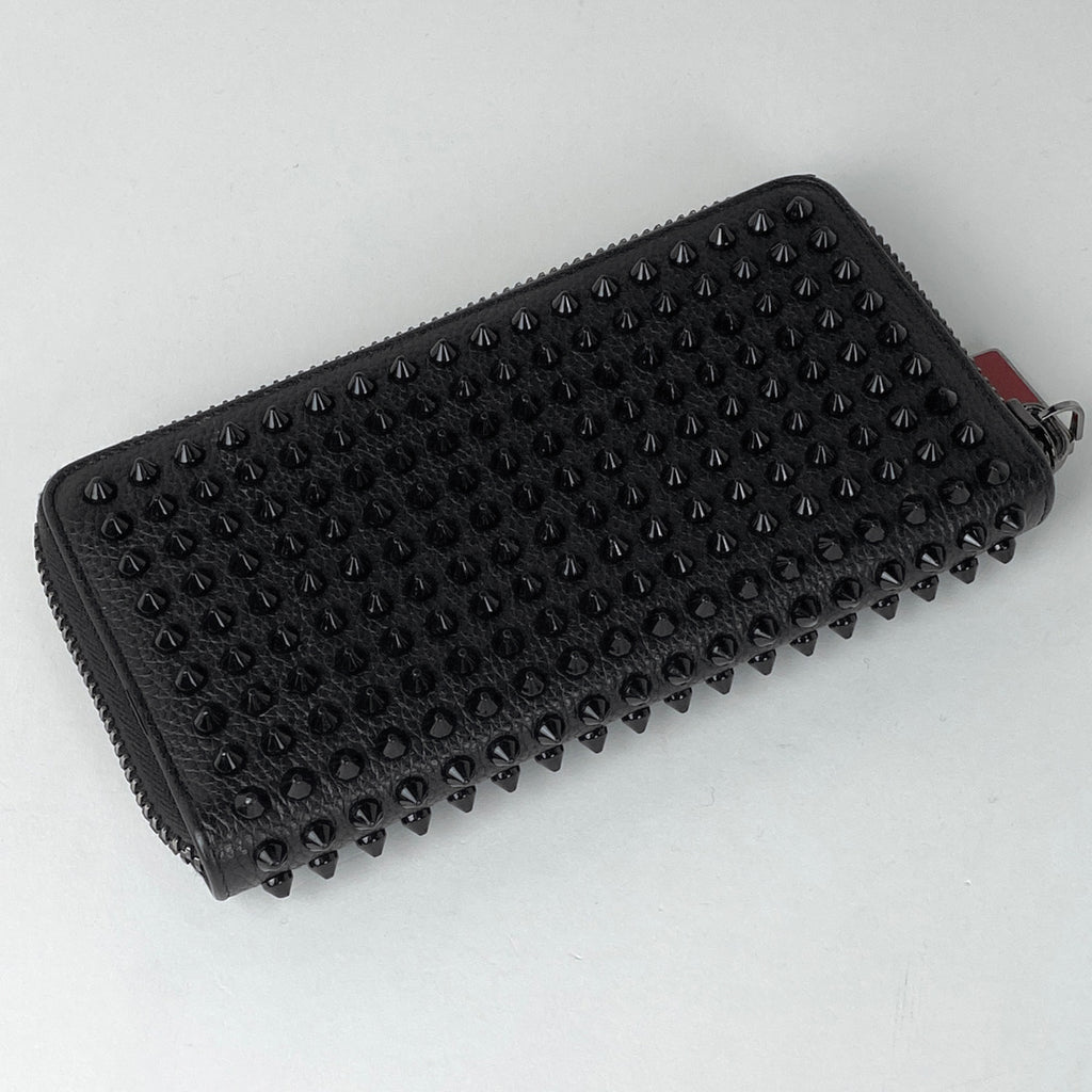 クリスチャンルブタン パネトーネ ラウンドファスナー 長財布 スタッズ 長財布 レザー ブラック レディース 【中古】brbag