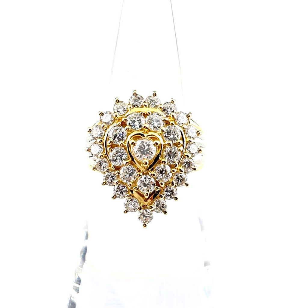 メレダイヤ デザインリング YG イエローゴールド プラチナ 指輪 リング 13号 K18 Pt900 ダイヤモンド レディース 【中古】nbjwl