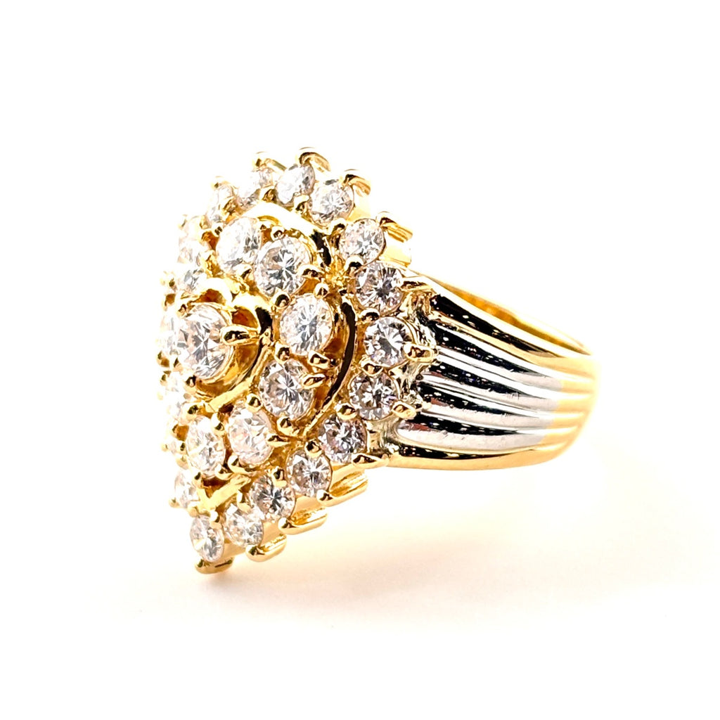 メレダイヤ デザインリング YG イエローゴールド プラチナ 指輪 リング 13号 K18 Pt900 ダイヤモンド レディース 【中古】nbjwl