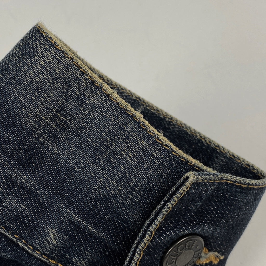 グッチ ロゴボタン デニム ジャケット Gジャン シェリーライン ウェブ アウター デニムジャケット 綿 ブルー メンズ 【中古】brapp