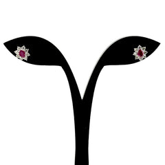 ルビー デザインピアス プラチナ デザインピアス メレダイヤ ダイヤモンド ピアス Pt900 Pt850 ルビー レディース ノンブランドジュエリー 【中古】nbjwl