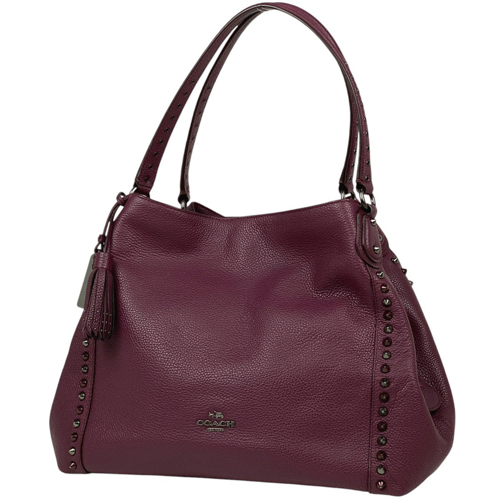 コーチ ロゴ ハンドバッグ フリンジ スタッズ ハンドバッグ レザー パープル レディース 【中古】brbag