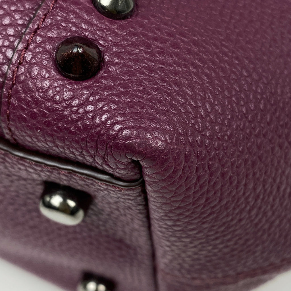 コーチ ロゴ ハンドバッグ フリンジ スタッズ ハンドバッグ レザー パープル レディース 【中古】brbag