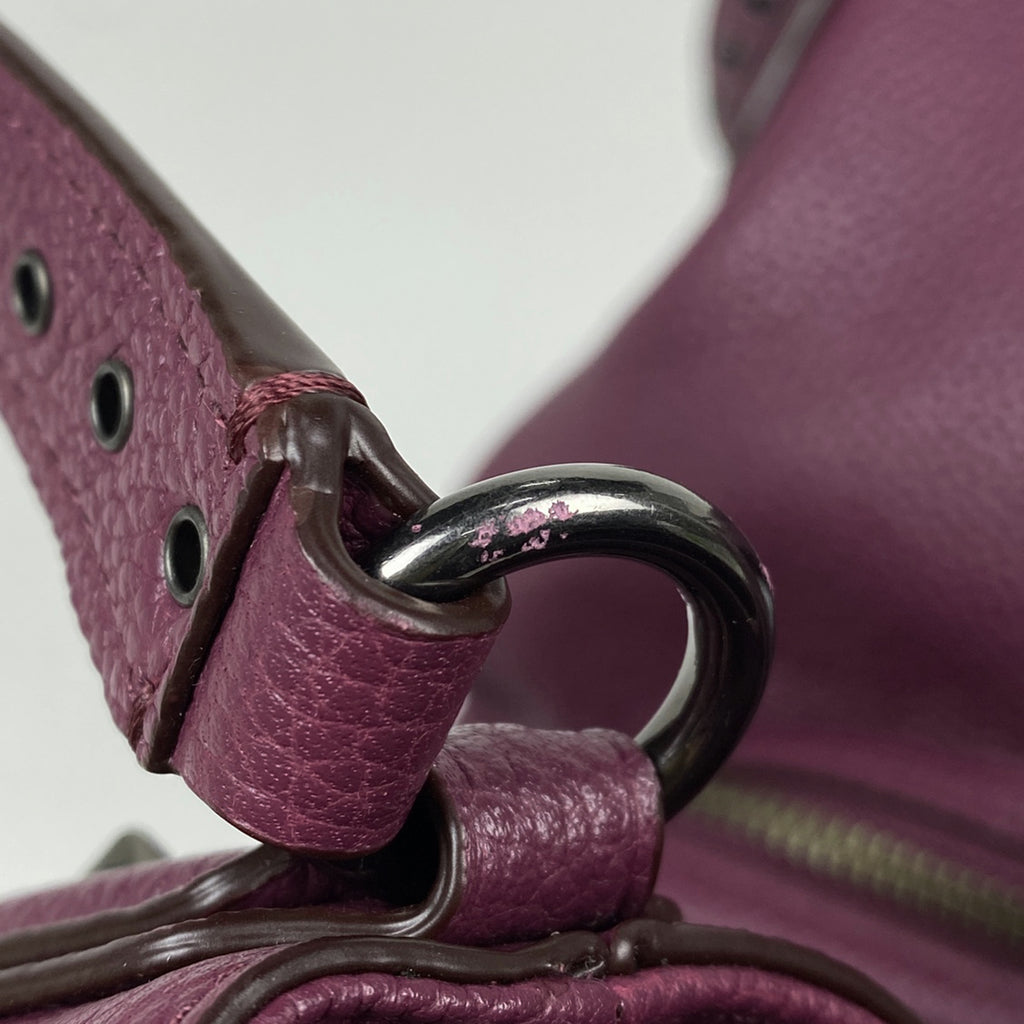 コーチ ロゴ ハンドバッグ フリンジ スタッズ ハンドバッグ レザー パープル レディース 【中古】brbag