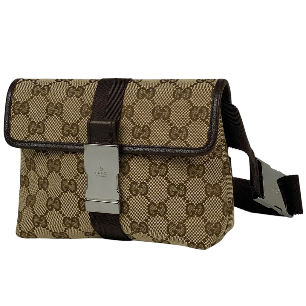 グッチ GG柄 ウエストバッグ ヒップバッグ ボディバッグ GGキャンバス ベージュ ブラウン レディース 【中古】brbag
