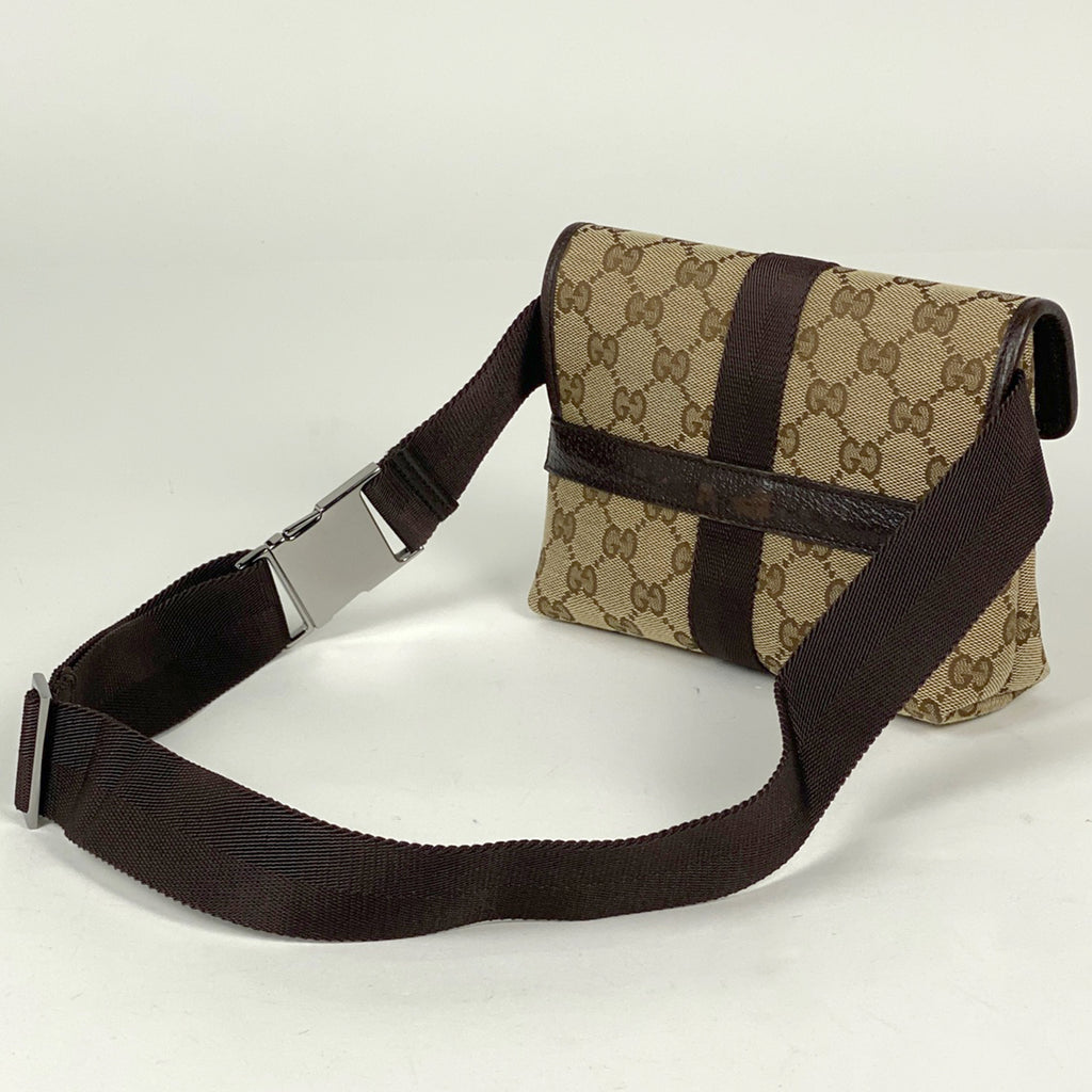 グッチ GG柄 ウエストバッグ ヒップバッグ ボディバッグ GGキャンバス ベージュ ブラウン レディース 【中古】brbag