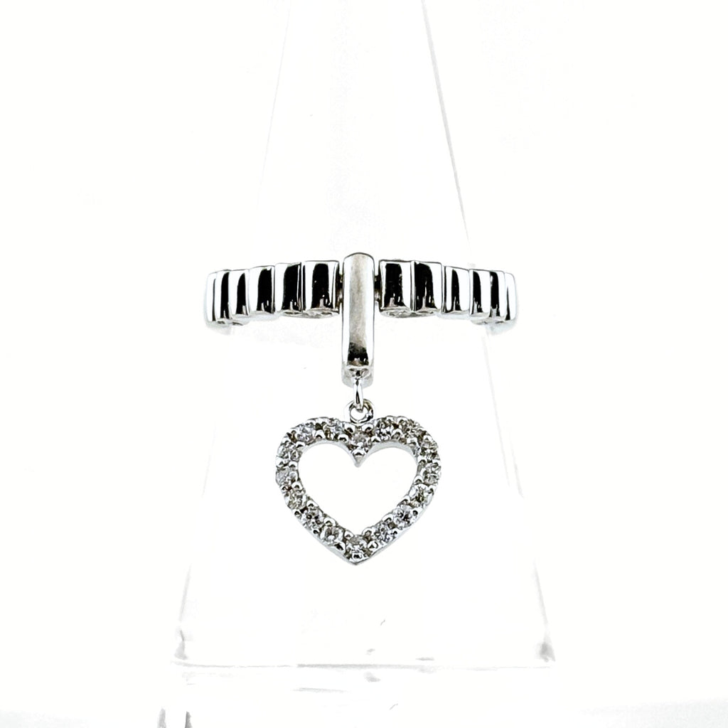 ハートモチーフ デザインリング WG ホワイトゴールド 指輪 メレダイヤ スイング リング 11号 K18 WG ダイヤモンド レディース 【中古】nbjwl