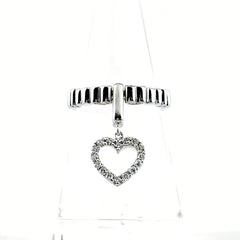 ハートモチーフ デザインリング WG ホワイトゴールド 指輪 メレダイヤ スイング リング 11号 K18 WG ダイヤモンド レディース 【中古】nbjwl