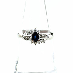 サファイア デザインリング プラチナ 指輪 メレダイヤ リング 13号 Pt900 サファイア ダイヤモンド レディース ノンブランドジュエリー 【中古】nbjwl