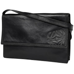 ロエベ アナグラム ショルダーバッグ クラッチバッグ ショルダーバッグ レザー ブラック レディース 【中古】brbag