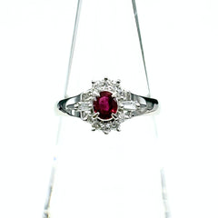 ルビー デザインリング プラチナ 指輪 メレダイヤ リング 12号 Pt900 ルビー ダイヤモンド レディース 【中古】nbjwl