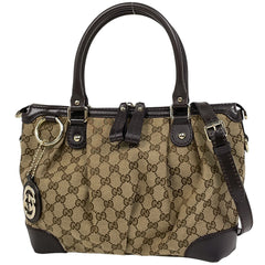 グッチ GG柄 スーキー ハンドバッグ インターロッキングG ハンドバッグ GGキャンバス ベージュ ブラウン 247902 レディース 【中古】brbag
