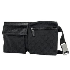 グッチ GG柄 ウエストバッグ ウエストポーチ ボディバッグ GGキャンバス ブラック 28566 レディース 【中古】brbag
