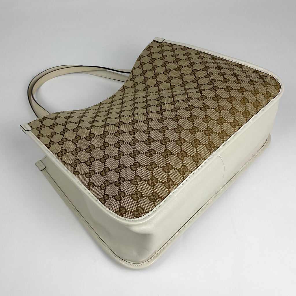 グッチ ホースビット トートバッグ ショルダーバッグ トートバッグ GGキャンバス ベージュ ホワイト 623694 レディース 【中古】brbag
