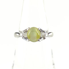 クリソベリルキャッツアイ デザインリング WG ホワイトゴールド 指輪 メレダイヤ リング 14号 K18 WG レディース 【中古】nbjwl