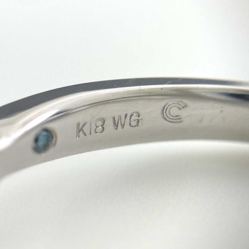 クリソベリルキャッツアイ デザインリング WG ホワイトゴールド 指輪 メレダイヤ リング 14号 K18 WG レディース 【中古】nbjwl
