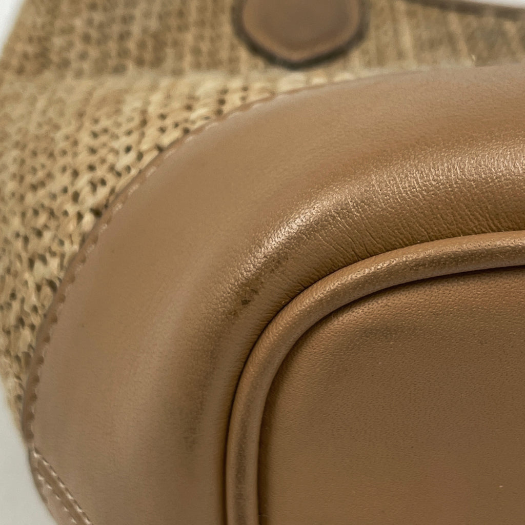 コーチ ロゴ ハンドバッグ 2WAY ショルダーバッグ バケット ハンドバッグ ストロー ベージュ レディース 【中古】brbag