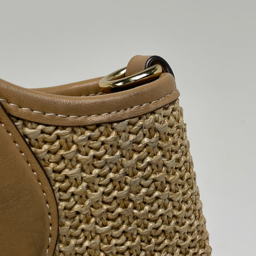 コーチ ロゴ ハンドバッグ 2WAY ショルダーバッグ バケット ハンドバッグ ストロー ベージュ レディース 【中古】brbag