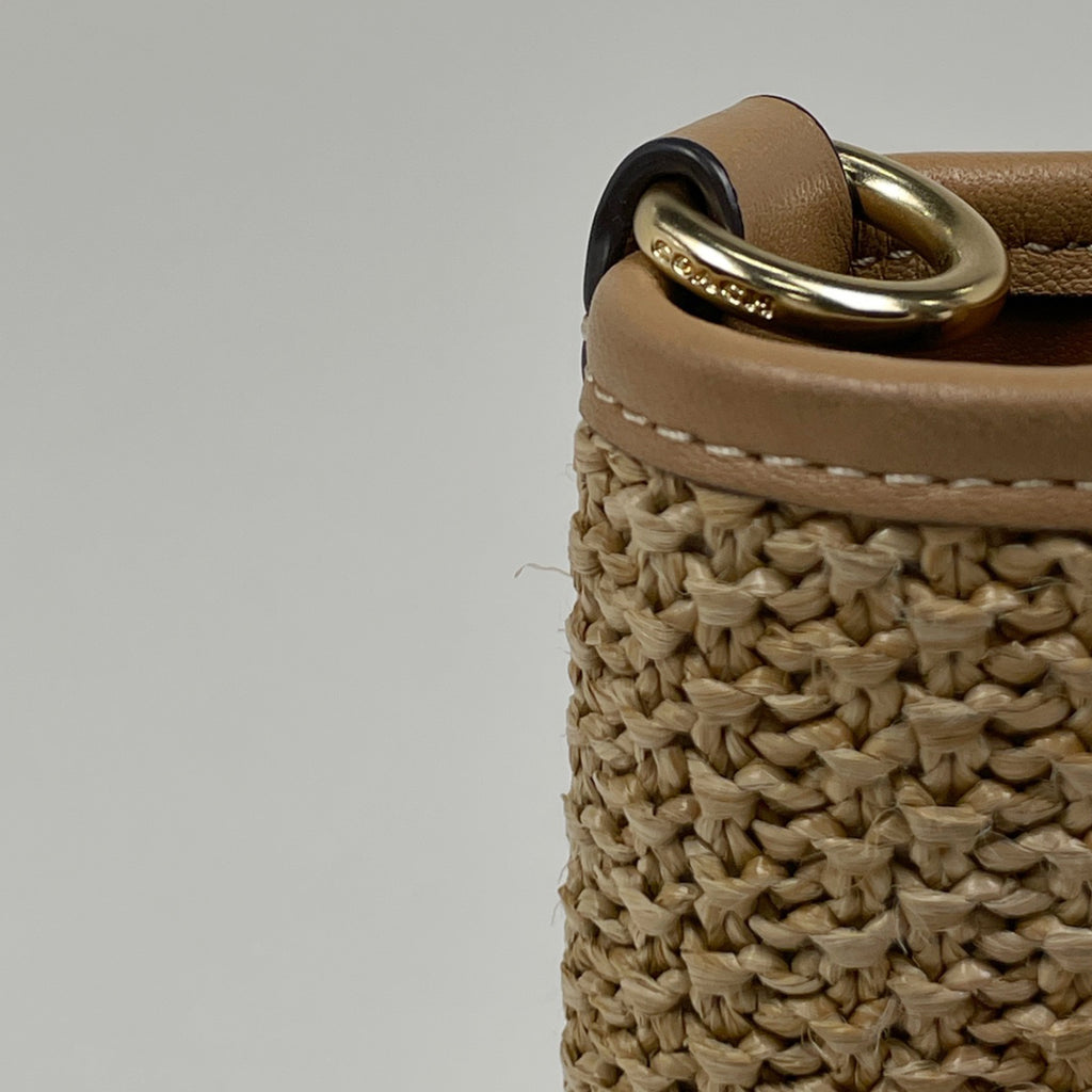 コーチ ロゴ ハンドバッグ 2WAY ショルダーバッグ バケット ハンドバッグ ストロー ベージュ レディース 【中古】brbag