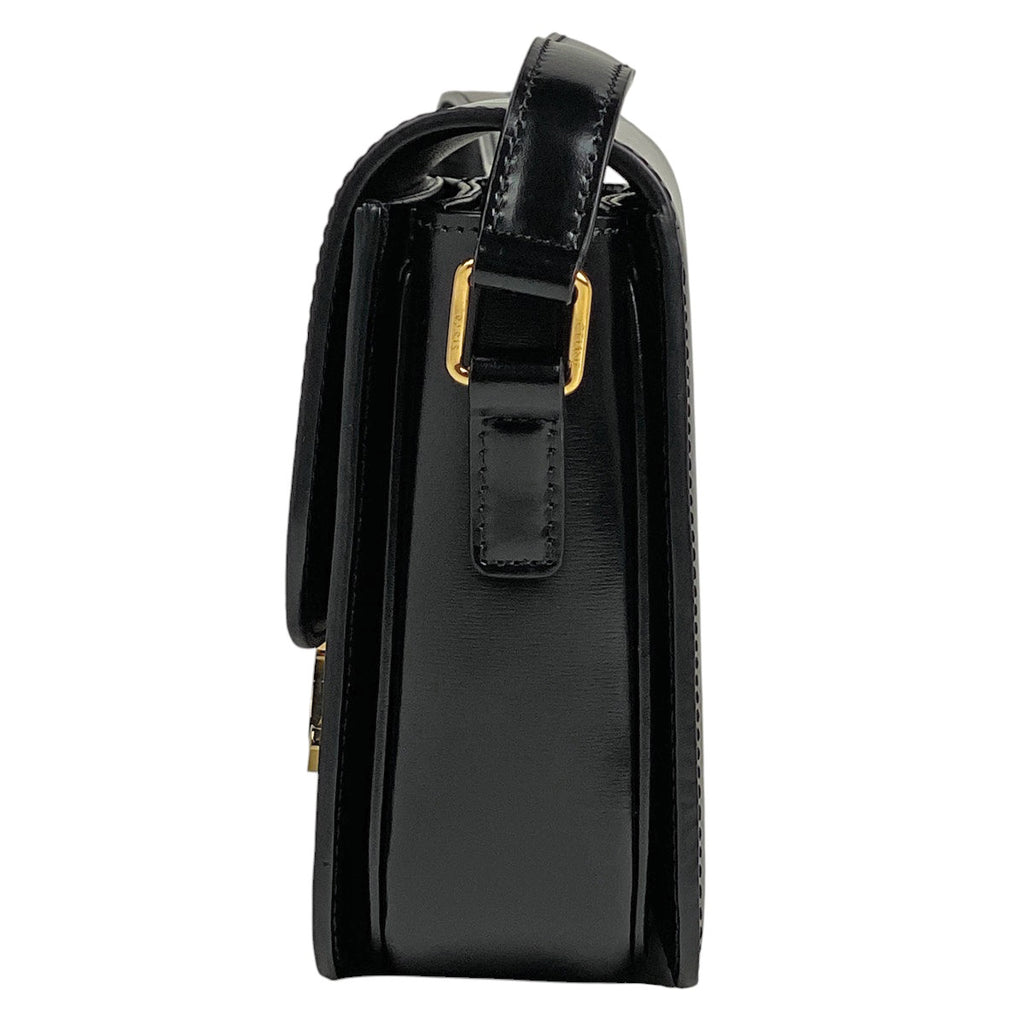 セリーヌ ティーン トリオンフ バッグ ロゴ ショルダーバッグ レザー ブラック レディース 【中古】brbag