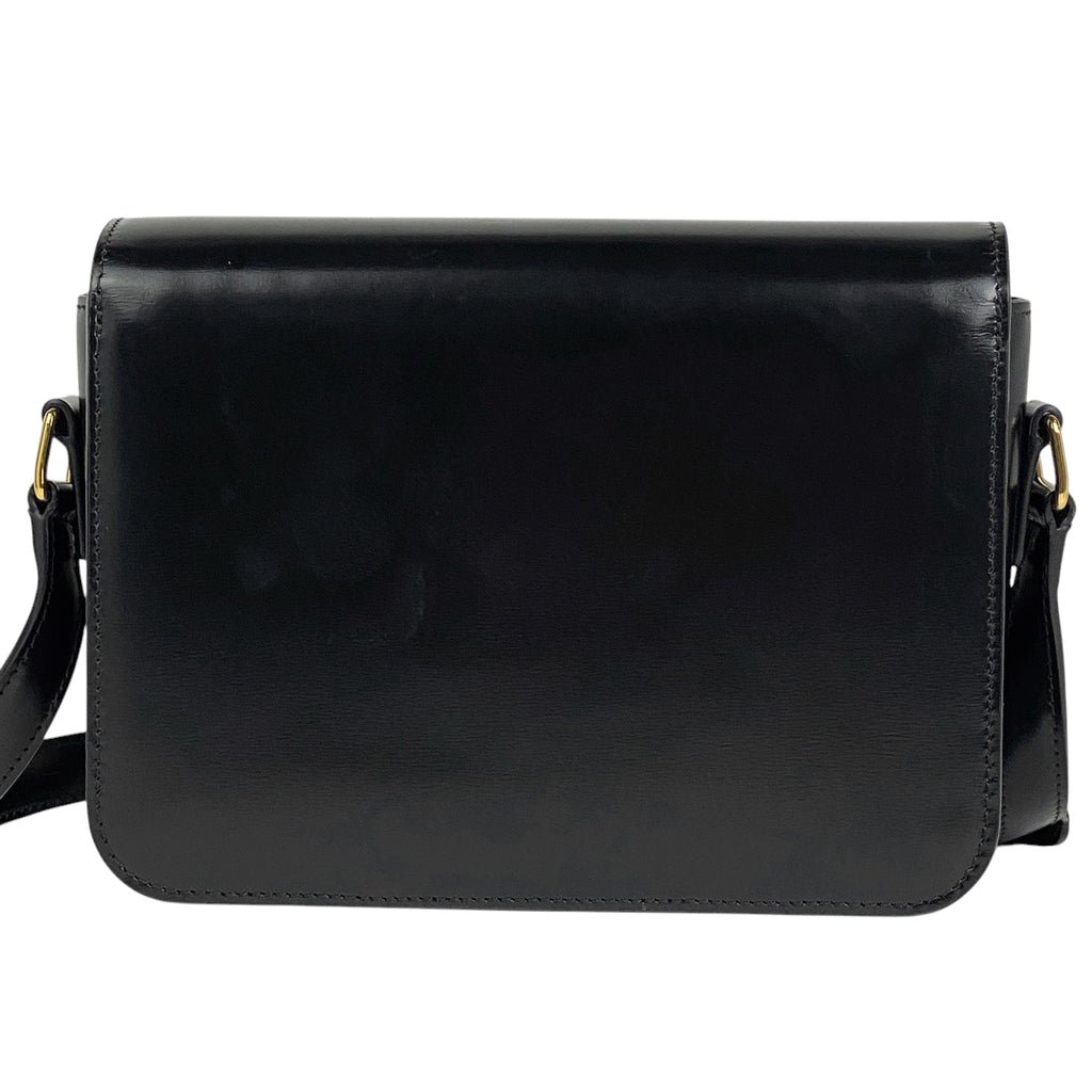 セリーヌ ティーン トリオンフ バッグ ロゴ ショルダーバッグ レザー ブラック レディース 【中古】brbag