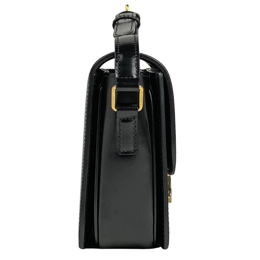 セリーヌ ティーン トリオンフ バッグ ロゴ ショルダーバッグ レザー ブラック レディース 【中古】brbag