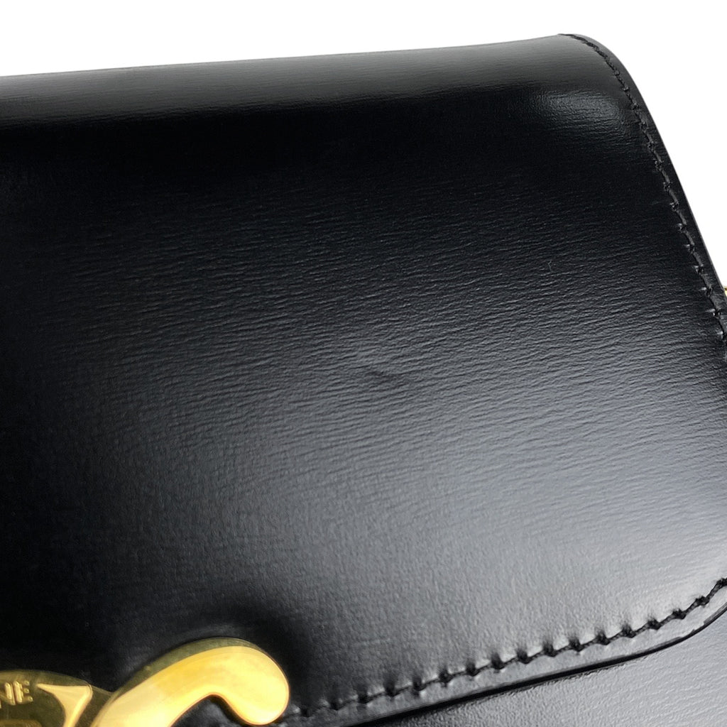 セリーヌ ティーン トリオンフ バッグ ロゴ ショルダーバッグ レザー ブラック レディース 【中古】brbag
