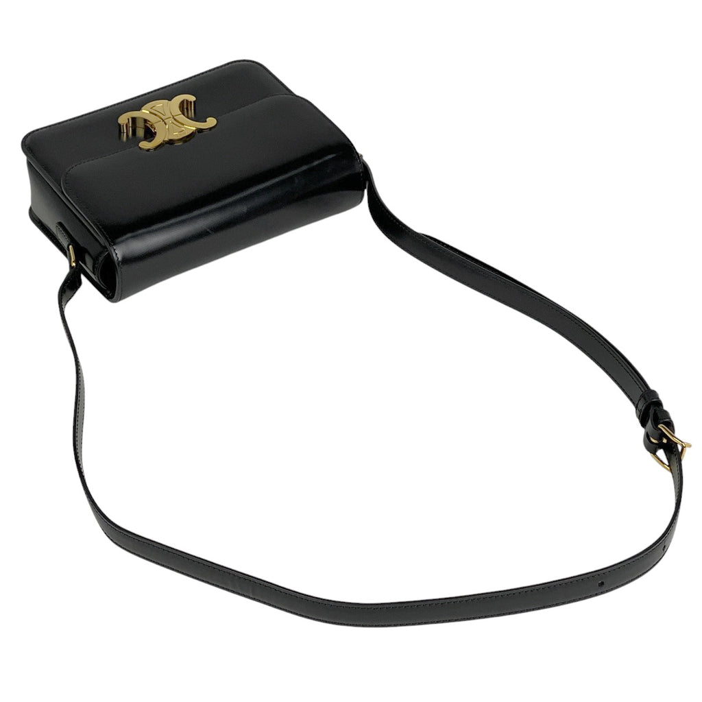 セリーヌ ティーン トリオンフ バッグ ロゴ ショルダーバッグ レザー ブラック レディース 【中古】brbag