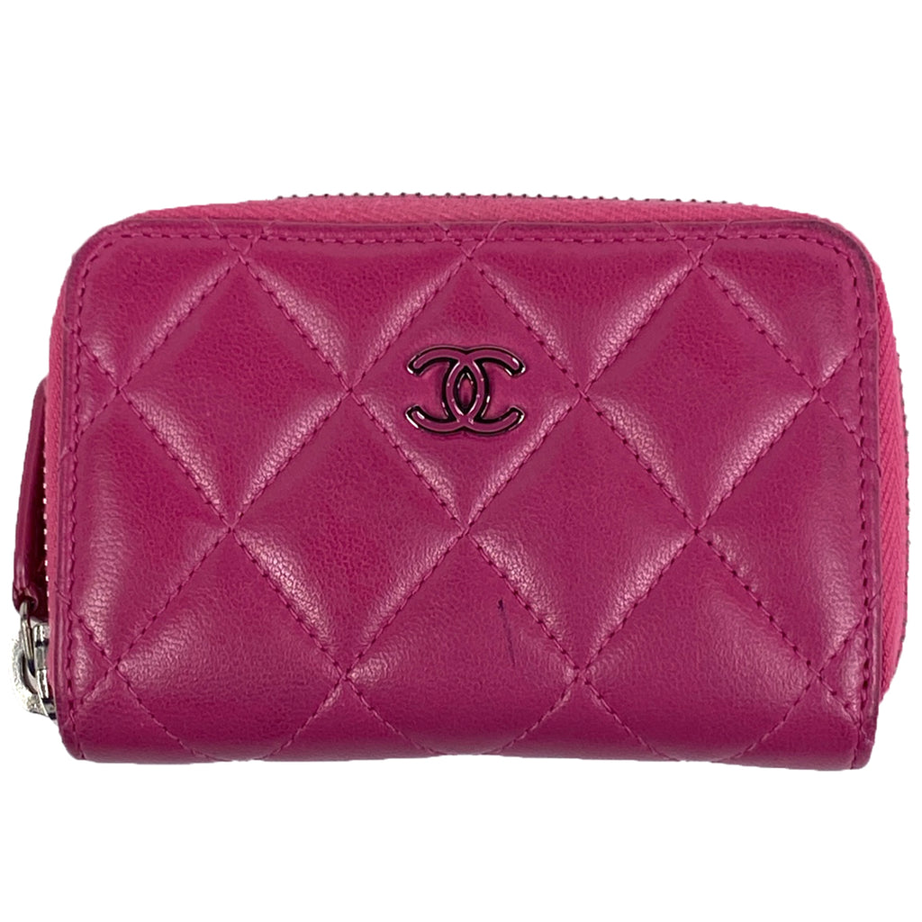 シャネル ココマーク ラウンドファスナー コインケース カードケース マトラッセ コインケース レザー ピンク レディース 【中古】brbag