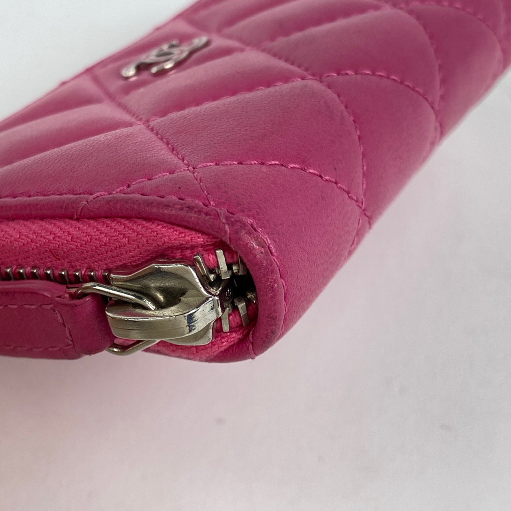 シャネル ココマーク ラウンドファスナー コインケース カードケース マトラッセ コインケース レザー ピンク レディース 【中古】brbag