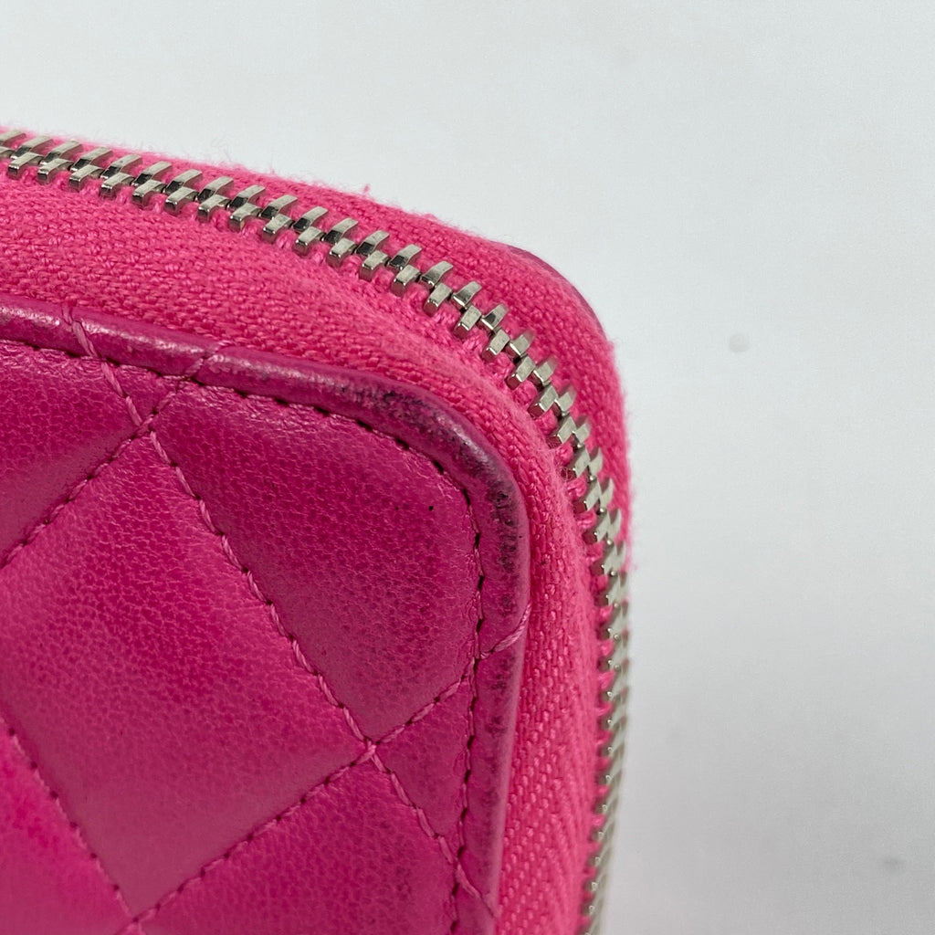 シャネル ココマーク ラウンドファスナー コインケース カードケース マトラッセ コインケース レザー ピンク レディース 【中古】brbag