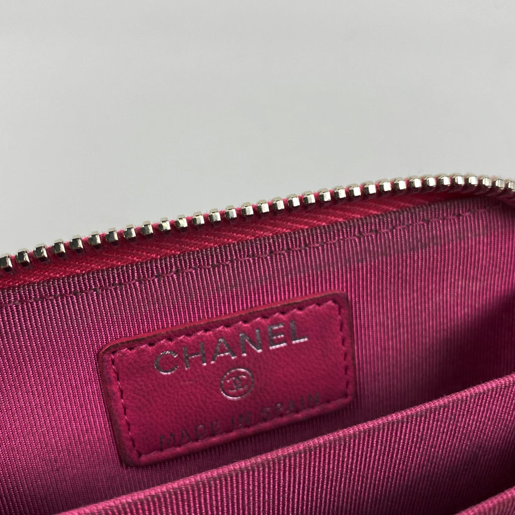 シャネル ココマーク ラウンドファスナー コインケース カードケース マトラッセ コインケース レザー ピンク レディース 【中古】brbag