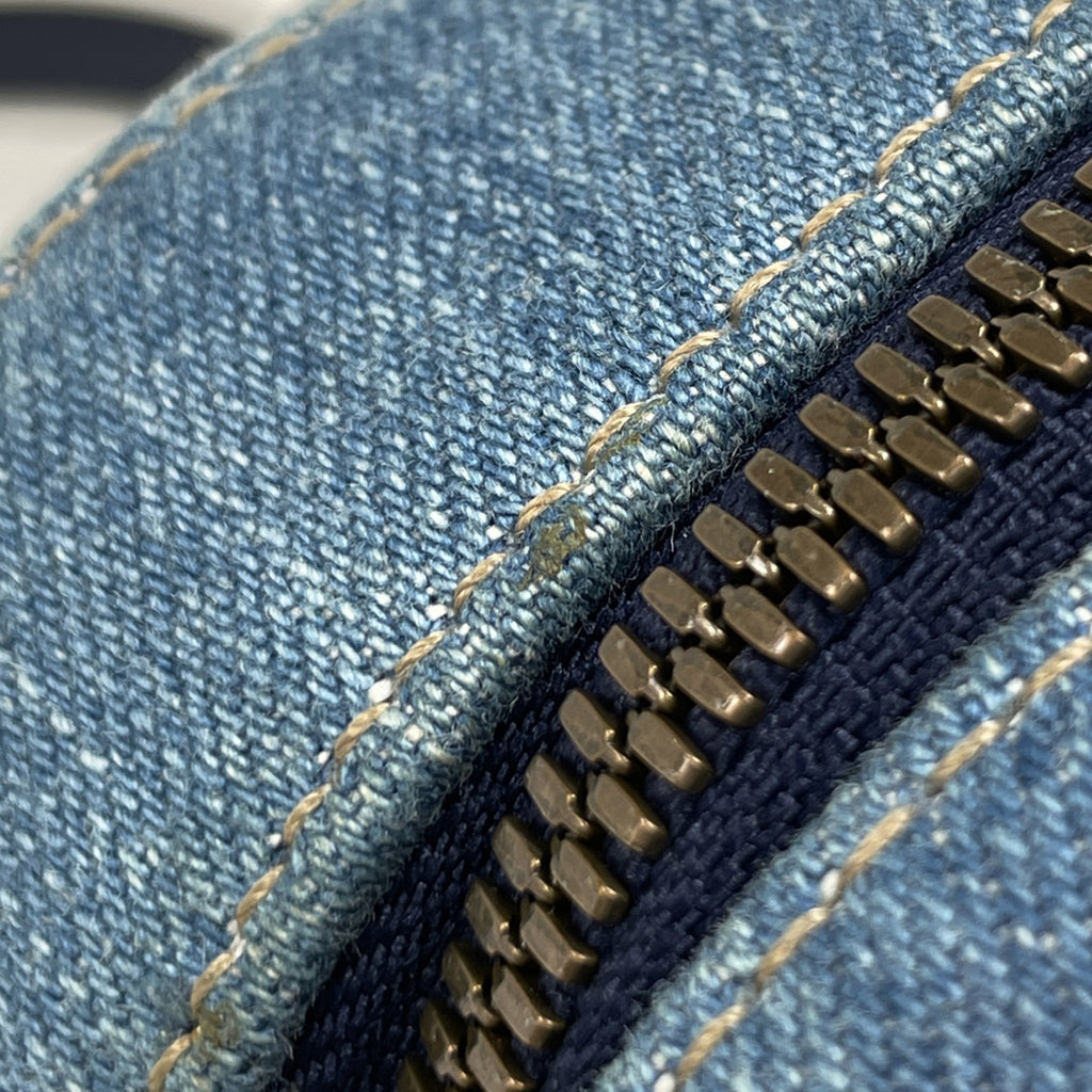 グッチ GGマーモント チェーン ショルダーバッグ ダブルG 斜め掛け フェイクパール ショルダーバッグ デニム ブルー 447632 レディース 【中古】brbag