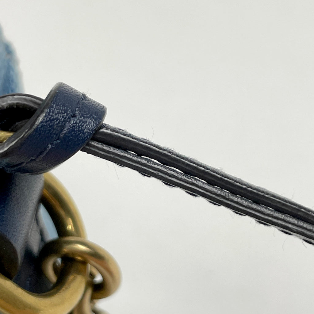 グッチ GGマーモント チェーン ショルダーバッグ ダブルG 斜め掛け フェイクパール ショルダーバッグ デニム ブルー 447632 レディース 【中古】brbag