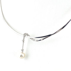 タサキ パール デザインネックレス WG ホワイトゴールド 真珠 ペンダント メレダイヤ ネックレス K18 WG パール レディース 【中古】brjwl