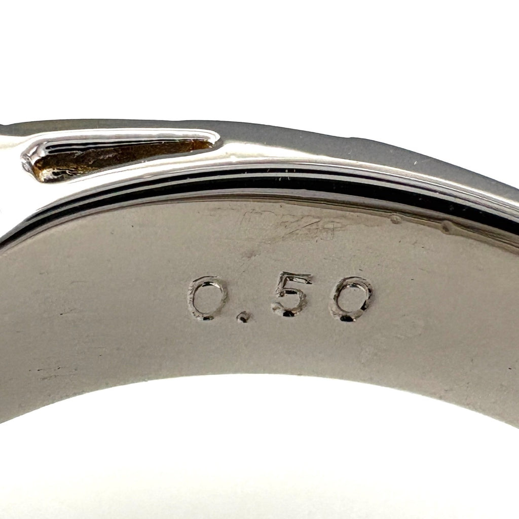 メレダイヤ デザインリング プラチナ YG イエローゴールド 指輪 リング 11号 Pt900 K18 ダイヤモンド レディース 【中古】nbjwl