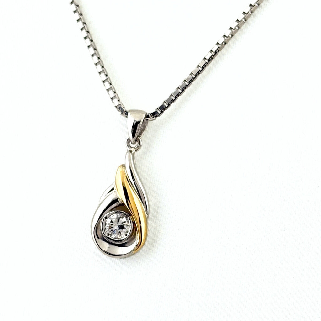 メレダイヤ デザインネックレス プラチナ YG イエローゴールド ペンダント ネックレス Pt900 Pt850 K18 レディース ノンブランドジュエリー 【中古】nbjwl