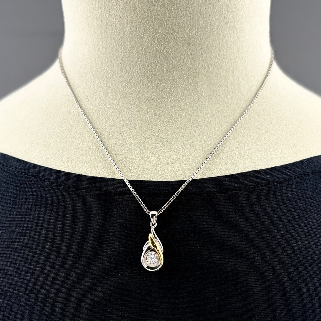 メレダイヤ デザインネックレス プラチナ YG イエローゴールド ペンダント ネックレス Pt900 Pt850 K18 レディース ノンブランドジュエリー 【中古】nbjwl