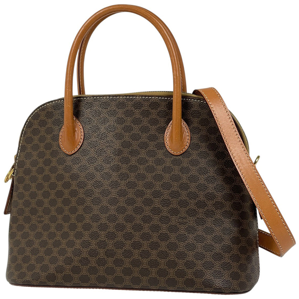 セリーヌ マカダム柄 ハンドバッグ 2WAY ショルダーバッグ ハンドバッグ レザー ブラウン レディース 【中古】brbag