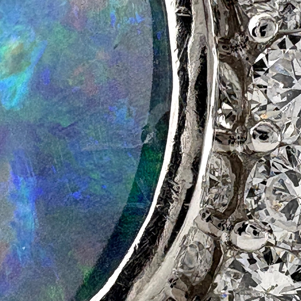 ボルダーオパール デザインリング プラチナ 指輪 メレダイヤ リング 9.5号 Pt900 ボルダーオパール ダイヤモンド レディース 【中古】nbjwl