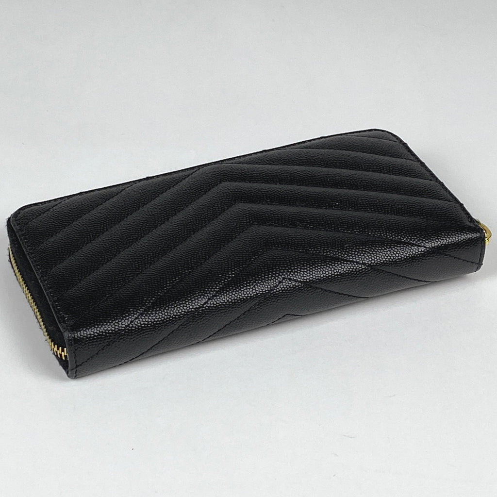 サンローラン モノグラム サンローラン フルジップウォレット ロゴ ラウンドファスナー 長財布 レザー ブラック 358094 レディース 【中古】brbag