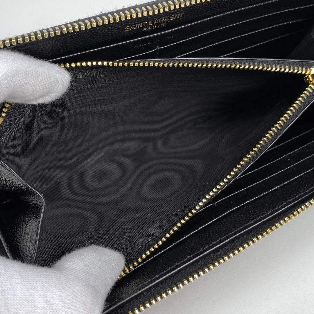 サンローラン モノグラム サンローラン フルジップウォレット ロゴ ラウンドファスナー 長財布 レザー ブラック 358094 レディース 【中古】brbag