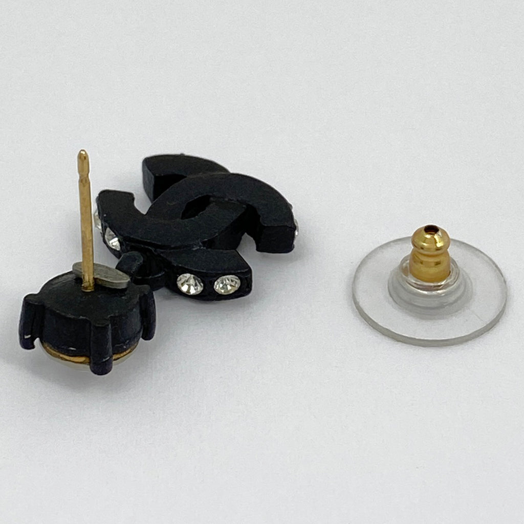 シャネル ココマーク ラインストーン ピアス スイング ピアス メタル ブラック レディース 【中古】bracc