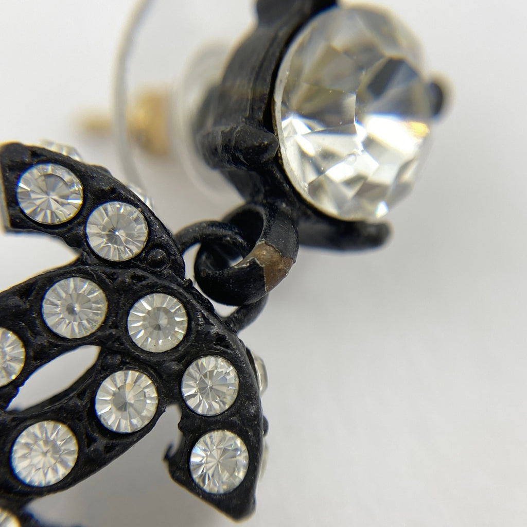 シャネル ココマーク ラインストーン ピアス スイング ピアス メタル ブラック レディース 【中古】bracc