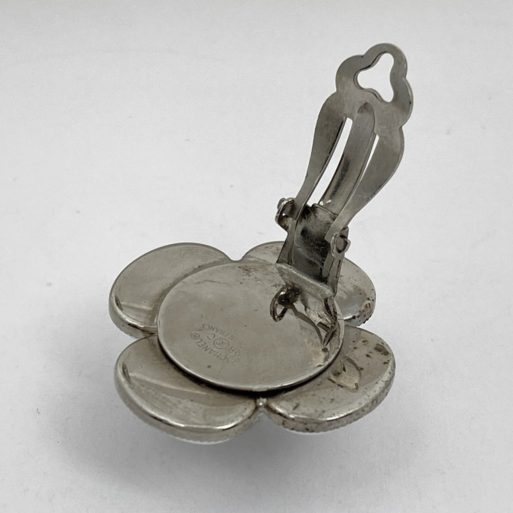 シャネル デザイン イヤリング フラワー イヤリング シルバーメッキ シルバー ホワイト レディース 【中古】bracc