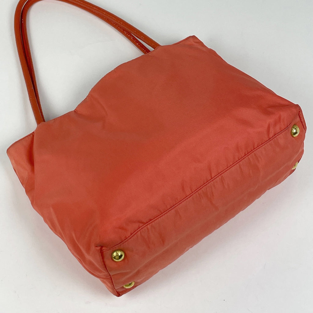 プラダ ロゴプレート トートバッグ ショルダーバッグ トートバッグ テスートナイロン オレンジ BR3855 レディース 【中古】brbag