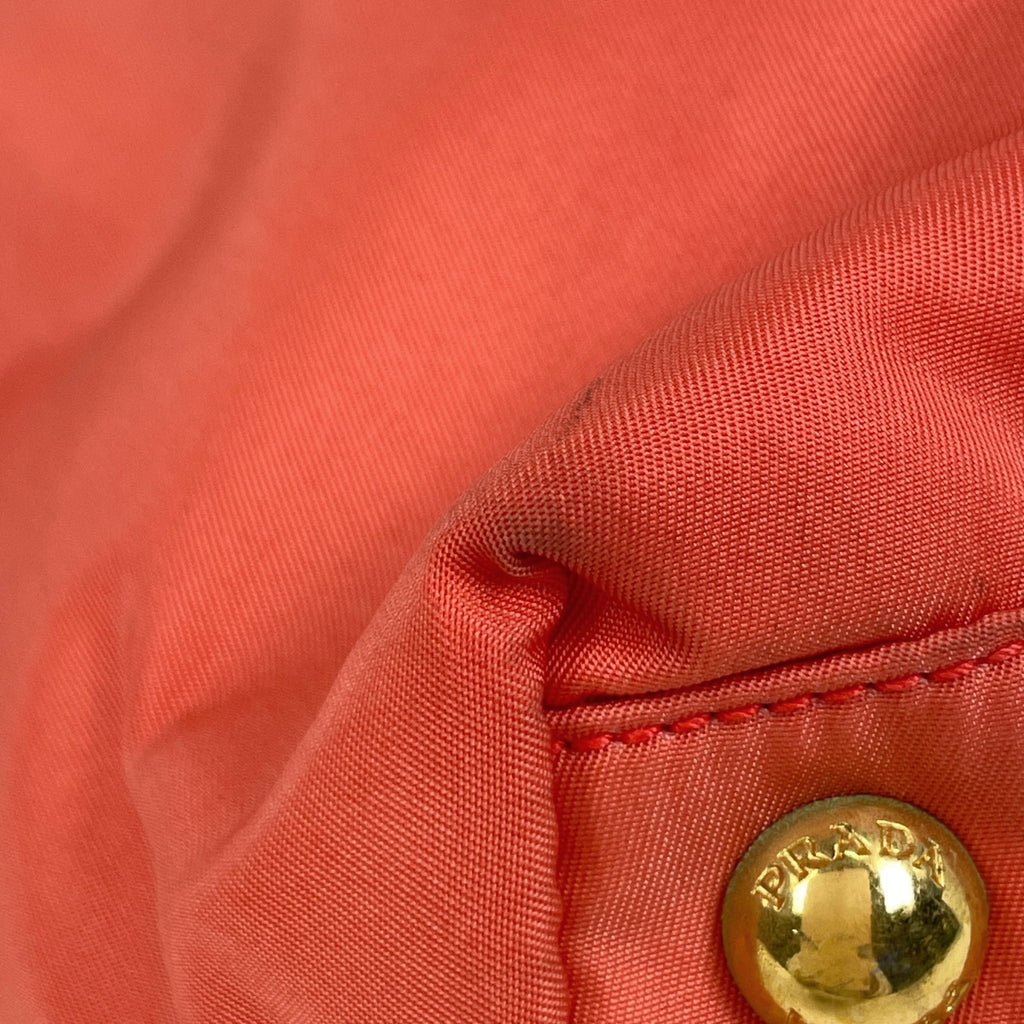 プラダ ロゴプレート トートバッグ ショルダーバッグ トートバッグ テスートナイロン オレンジ BR3855 レディース 【中古】brbag