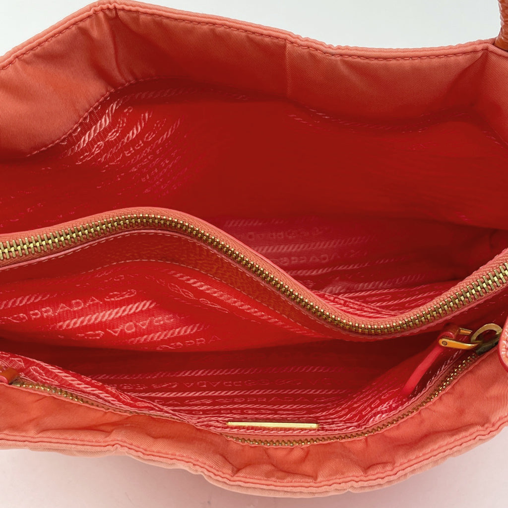 プラダ ロゴプレート トートバッグ ショルダーバッグ トートバッグ テスートナイロン オレンジ BR3855 レディース 【中古】brbag