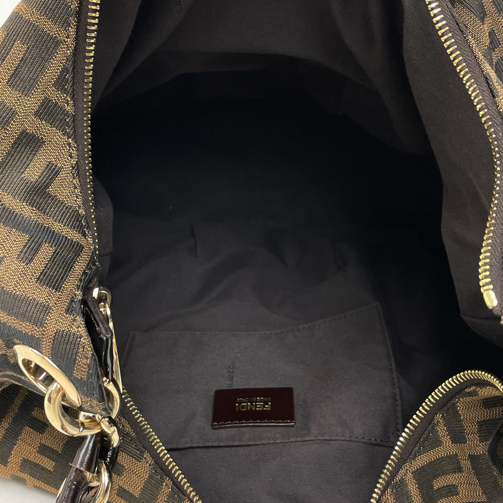 フェンディ ズッカ柄 チェーン ショルダーバッグ ワンショルダー ハンドバッグ ショルダーバッグ キャンバス ブラウン レディース 【中古】brbag